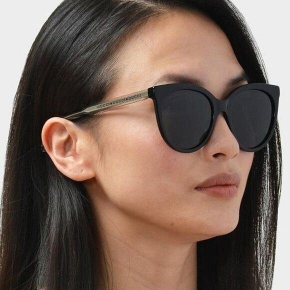 NEW GUCCI GG0565S 001 Black Crystal Grey Cat Eye Women Sunglasses - Picture 5 of 12